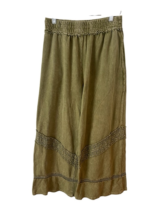 J.Her Pants - J. HER Olive Green Boho Cotton Wide-Leg Pants